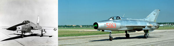 () Ʈ F-5 Ÿ  YF-5A<br>
()11,000 ̻ , F-5 ġũ ̾ MiG-21