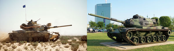 (좌)이집트군 소속의 M60A1. 현재 가장 많은 M60 전차를 운용 중이다.<br>
(우)퇴역 후 전시 중인 M60A3
