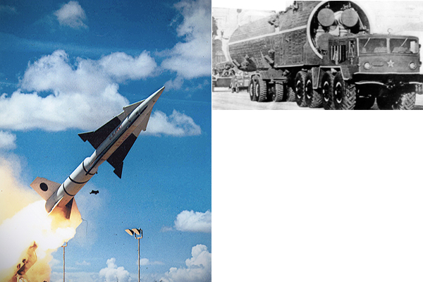 (좌)소련의 대륙간탄도미사일을 요격하기 위해 개발된 나이키 제우스는 확실하게 탄도미사일을 요격하기 위해 핵탄두를 장착했다 (사진 출처 미 육군) (우)4 소련 역시 미국의 대륙간탄도미사일을 요격하기 위해 갈로쉬를 개발했고 나이키 제우스와 마찬가지로 핵탄두를 장착했다 (사진 출처 미 국방부)