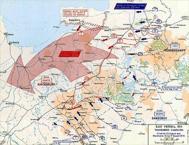 wwi map tannenberg battle