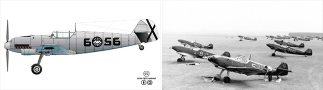 ()    ܵ  Ҽ Bf 109C ϷƮ.   κп  ̷ ̾   ϰ  ׽Ʈϱ   ̷. <ó: (cc) B. Huber at wikipedia.org> () 1939 9     Bf 109B. 3 MG17  ž ʱ  341Ⱑ Ǿ. <ó: German Federal Archive>