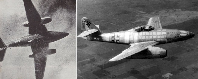 ()P-51  ߵǴ Me 262.  ѷ   Me 262   ü Ҿ ̾Ͼ     ƴϾ. ׷ κ ձ ݱ ݿ ԵǾ.<br>
()̱ ȹ Me 262 ׽Ʈϴ  <ó:  >