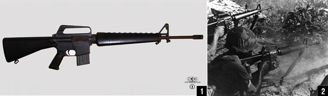 
1. 무게가 3.3㎏ 정도에 불과했던 AR-10 소총은 당시 미군의 제식소총 경쟁에 뛰어들어 경합을 벌였지만 탈락하게 된다. <출처: Wikipedia > 

<br><br>
▲ 2. 스프링필드 조병창의 T44 소총은 미군의 제식소총으로 결정되고 M-14라는 제식명칭을 부여 받는다. 
