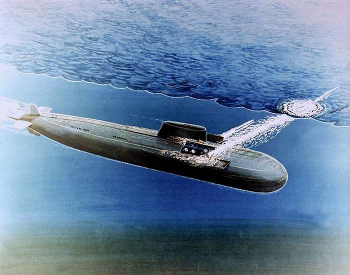 1987년 미 국방부가 발표한 오스카급 잠수함의 아트워크 <출처: 미 국방부>
