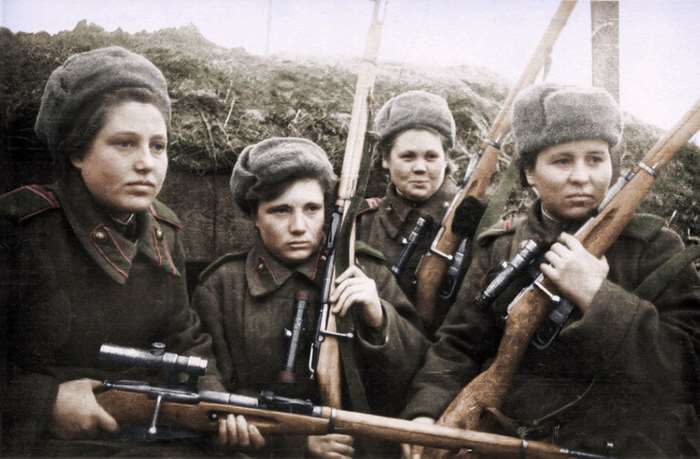 소련은 42만8천여 명의 저격수를 키워냈으며, 그 중 5만5천여 명이 여성이었다. <출처: Public Domain>