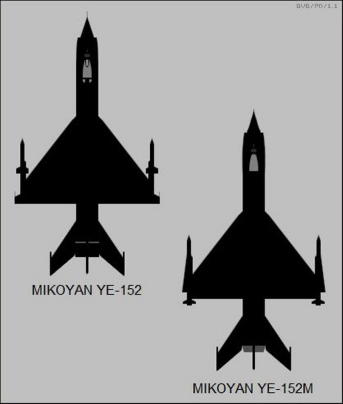 MiG-25 ʰ Ǿ Ye-152 䵵.  Ƿ翧 MiG-21 Ȯ ̴. <ó: Public Domain>