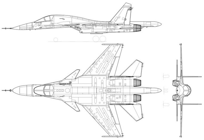 Su-34 鵵. ҷ ü ׸  þ   ̾鼭 ߿  ޾. < (cc) Kaboldy at Wikimedia.org >