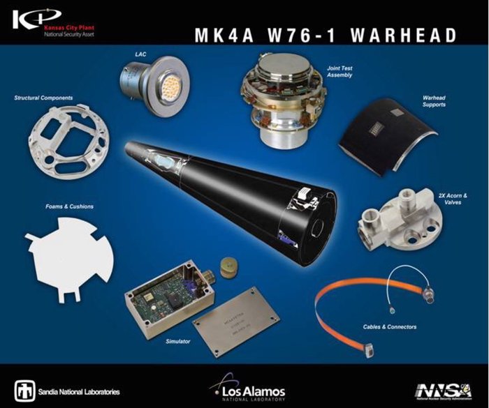 현재 전력화되고 있는 Mk 4A RV. W76-1 핵탄두가 탑재되고 있다. <출처: Sandia National Laboratories>