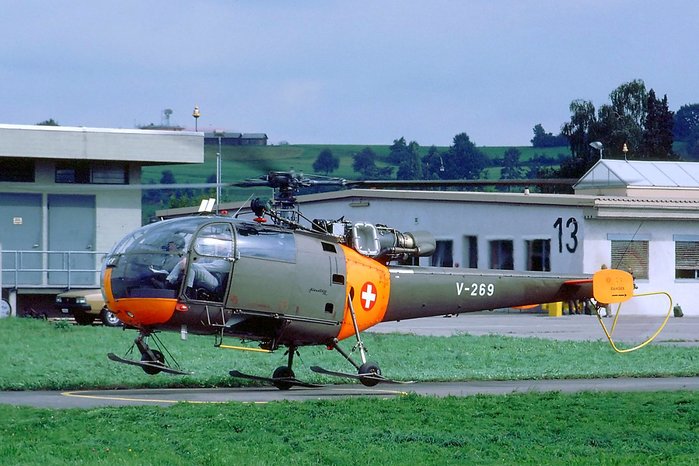 스위스 공군 소속 알루에트-III 헬리콥터. <출처: Rob Schleiffert / Wikimedia Commons>