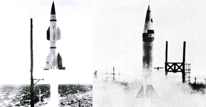 미국은 또다른 탄도미사일로 헤르메스 사업을 실시하고 있었다. 왼쪽부터 헤르메스 A-1과 A-3B이다. <출처: Public Domain>