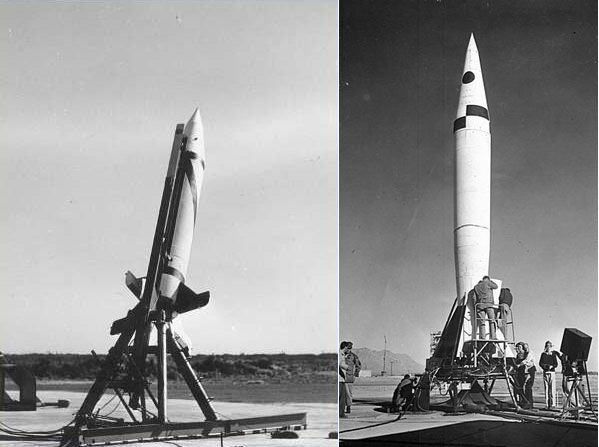 고체연료 로켓모터를 최초로 구현한 RV-A-10(좌)과 허미스사업으로 탄생한 SSM-A-16 허미스 A3 미사일(우) <출처: 미 육군>