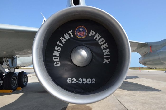 WC-135C의 TF-33-P-9 엔진. 해당 기체인 62-3582번기는 공중 지휘통제기였던 EC-135C를 개조한 WC-135C 형상이다. (출처: US Air Force / Susan A. Romano)