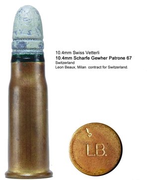 스위스 베텔리에 사용된 10.4mm 림파이어 탄약 <출처: Public Domain>