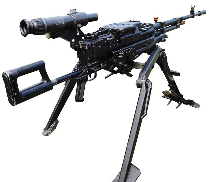 NSV 기관총의 보병용 사양은 NSVS로 불리며 통상 기관총과 6T7 삼각대가 결합된다. <출처: Public Domain>