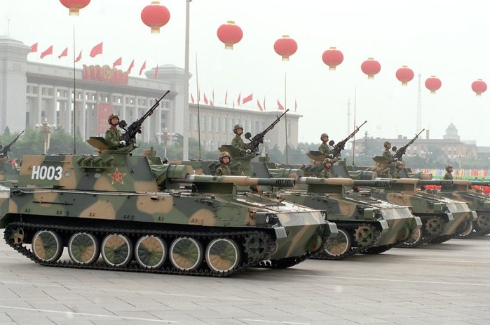 77식 상륙장갑차를 사용한 중국의 89식 자주포 <출처 : cmano-db.com>