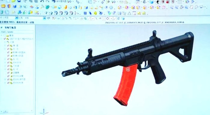 방송을 통해 노출된 19식 자동보총의 컴퓨터 설계 형상 <출처: Public Domain>