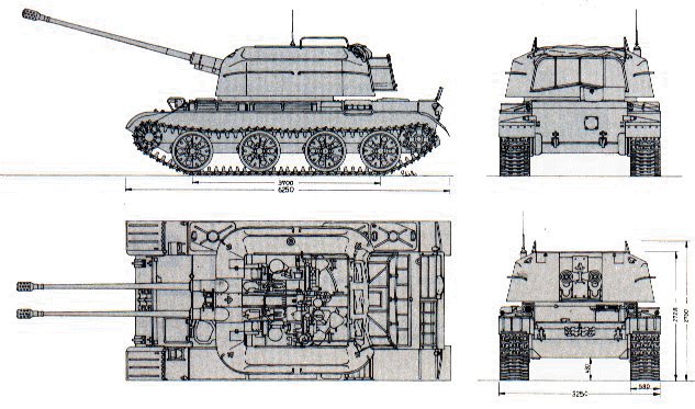 ZSU-57-2의 삼면도 <출처 : tanks-encyclopedia.com>