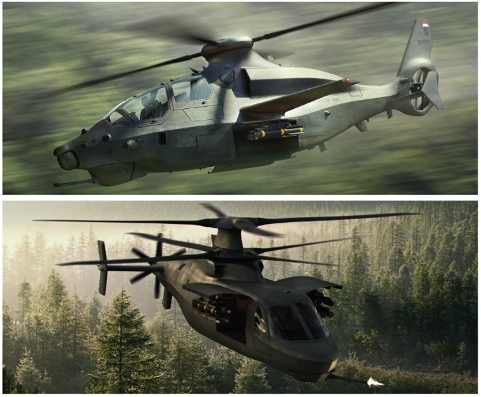 미 육군의 차세대 헬리콥터(위 - Bell Helicopter Textron Inc., 아래 - Sikorsky Aircraft Corp.) <출처: 미래사령부>