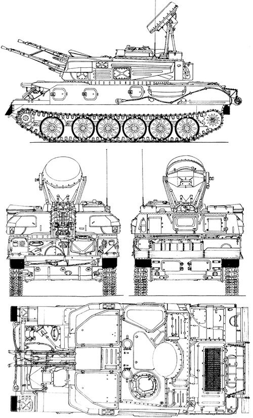 ZSU-23-4 4측면도 <출처 : the-blueprints.com>