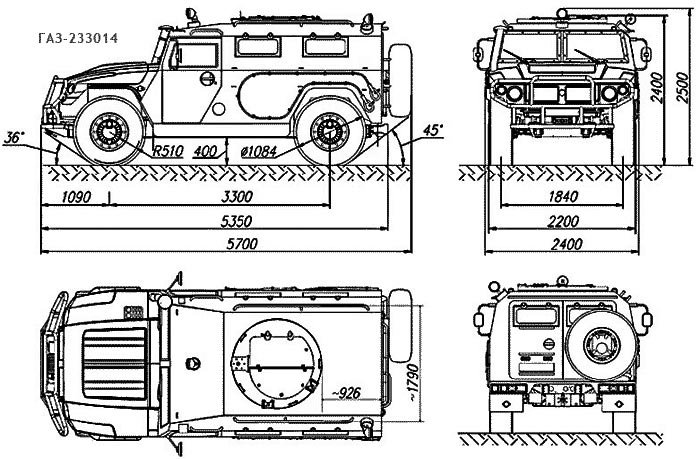 GAZ-2330314 티그르 STS 차량의 주요 제원 <출처: Public Domain>