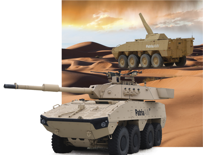 AMOS 120mm 박격포 시스템과 105mm 포탑까지 장착할 수 있는 확장성을 지닌 AMV <출처 : defence.h5mag.com>