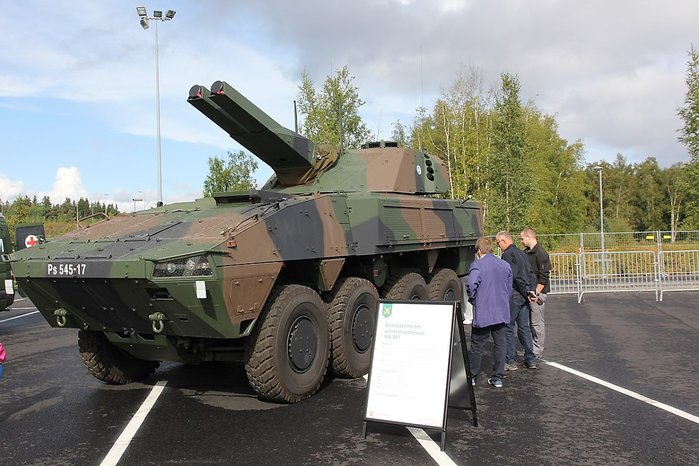 핀란드 육군의 XA-361 AMOS 박격포 시스템 탑재 차량 <출처 : Public Domain>