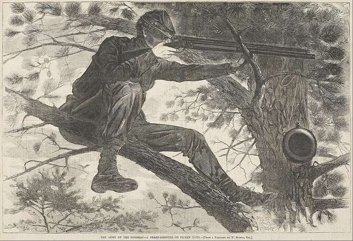 북군의 주력인 포토맥군 소속의 저격수를 그린 윈슬로 호머(Winslow Homer)의 1862년 작품 <출처: Public Domain>