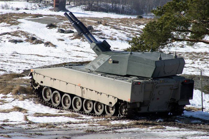 CV90 궤도형 장갑차에 탑재된 AMOS 박격포 시스템 <출처 : topwar.ru>