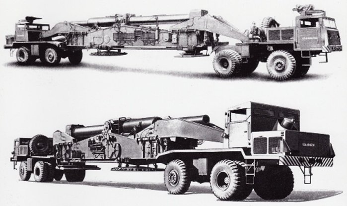 우측을 정면으로 놓은 M249(위)와 M250(아래) 운반 트랙터 <출처 : ipmsusa3.org>