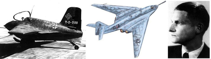 Me 163(좌)과 P.1101(중앙) 등을 개발했던 보이트(우) < 출처 : Public Domain >