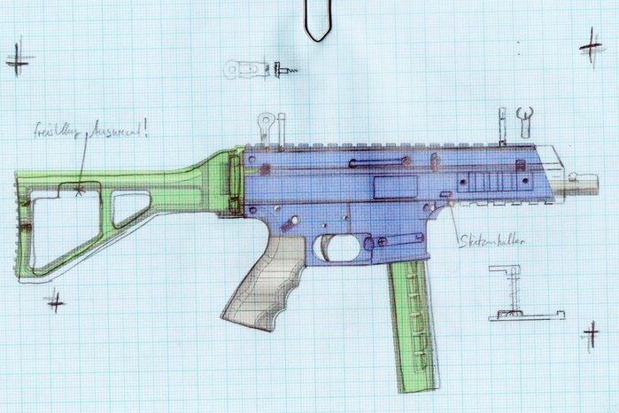 APC9 기관단총의 설계 스케치 <출처: B&T AG>