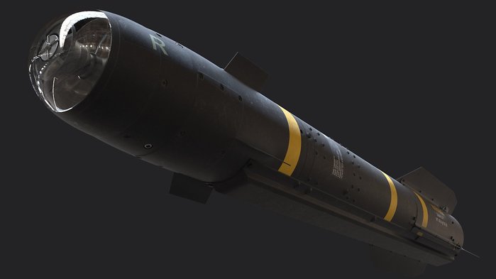 헬파이어 로미오는 반능동 레이저유도방식의 대전차미사일로 기존의 헬파이어 II와 외견은 유사하다. <출처: Art Station>