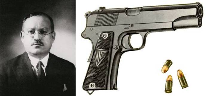 피오트르 빌니에프치츠 박사(좌)는 VIS 35 '라돔'(우)의 개발자로도 유명한 폴란드의 총기개발자였다. <출처: Public Domain>
