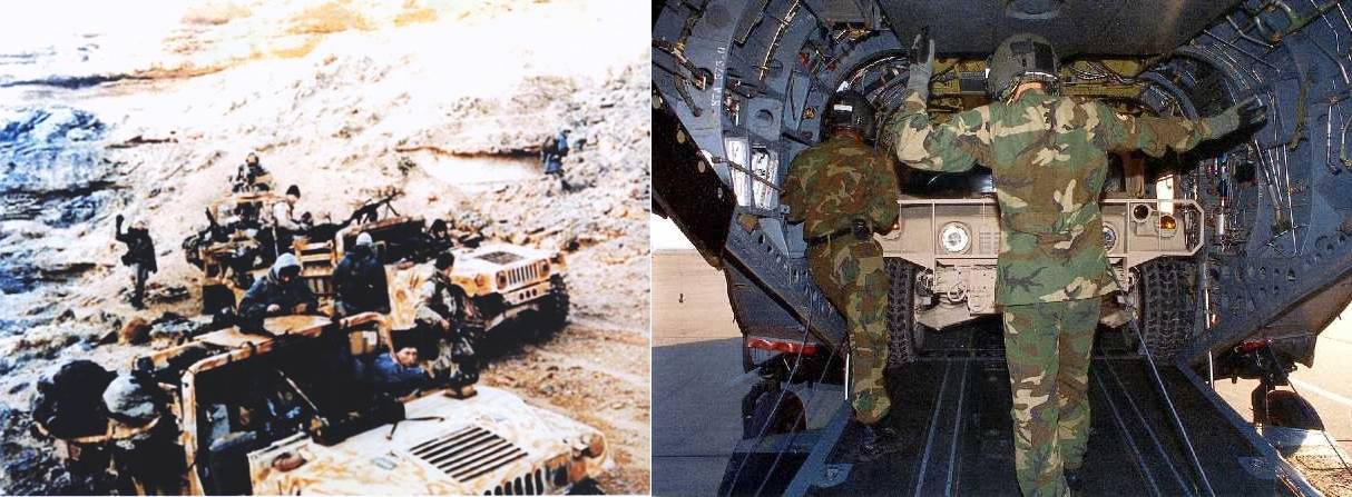 MH-47D는 걸프전에서는 본격적인 침투임무에는 제한이 있었지만, '스커드 대사냥' 작전에서 차량까지 수송하며 작전을 지원했다. <출처: Public Domain>