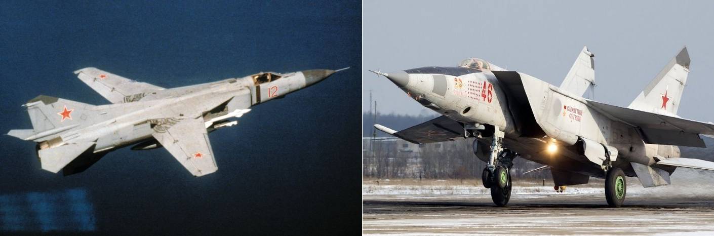 (좌) MiG-23, (우) MiG-25 <출처: Public Domain>