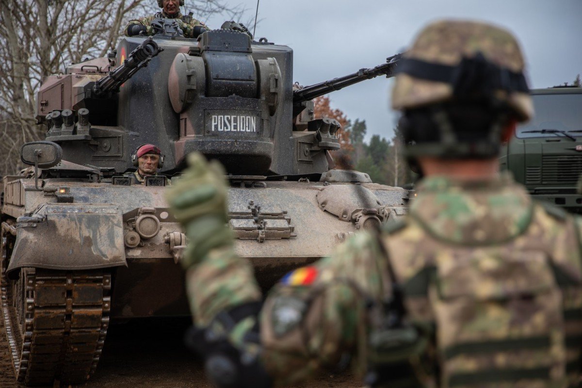루마니아 육군의 게파르트 방공전차가 2021년 폴란드 훈련 중 촬영된 모습. (출처: Pfc. Jacob Bradford/US Army)