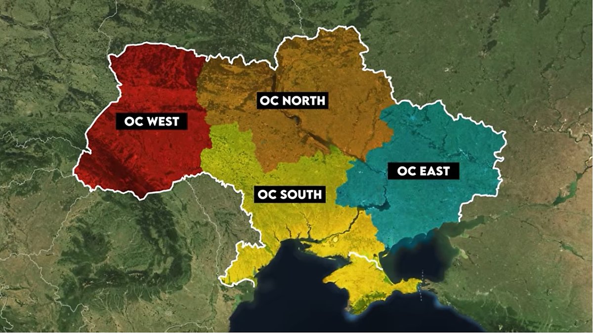 2015년, 우크라이나 지상군 예하의 작전사령부 수는 2개에서 4개로 증가했다. 이번 우-러 전쟁에서 동·서·남·북부 작전사령부가 러시아군을 상대로 지상작전을 전개하고 있다. 이중 남부 작전사령부는 2014년 러시아에 합병된 크름반도를, 동부 작전사령부는 2014년 돈바스 전쟁이 발발한 지역을 핵심지역으로 담당하고 있다. 이들은 3월 25일부터 시작된 러시아군의 2단계 작전을 저지하는 데 총력을 기울이고 있다. <출처: https://www.youtube.com/watch?v=U26SNwTH8p0>