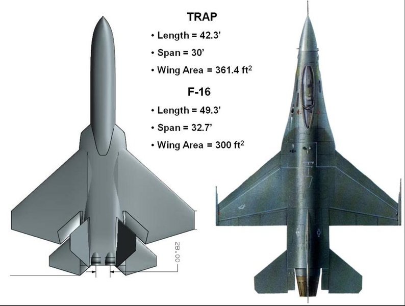 5GAT는 탄소섬유 동체에 스텔스 형상설계를 적용한 차세대 무인 표적기로, F-16 전투기와 비슷한 크기이다. <출처: Public Domain>